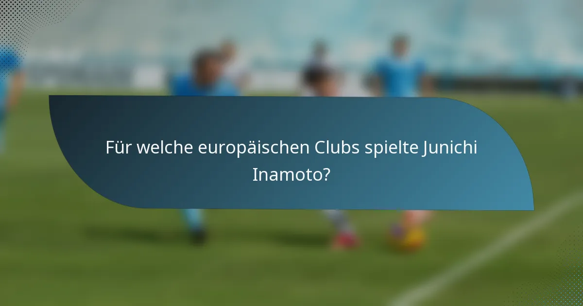 Für welche europäischen Clubs spielte Junichi Inamoto?