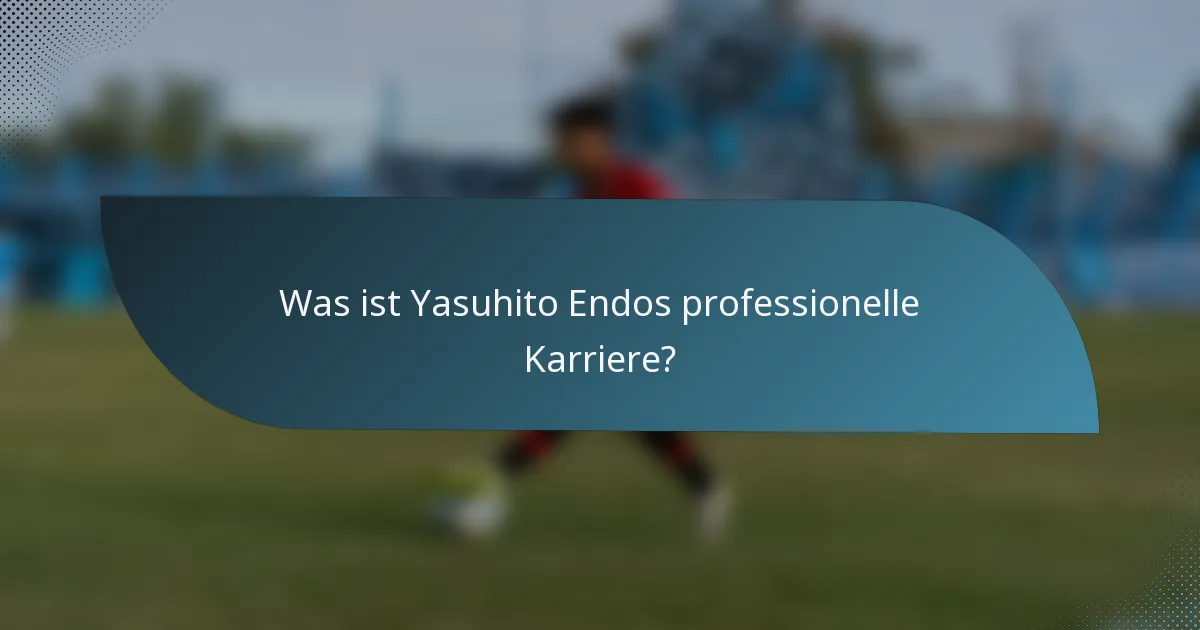 Was ist Yasuhito Endos professionelle Karriere?