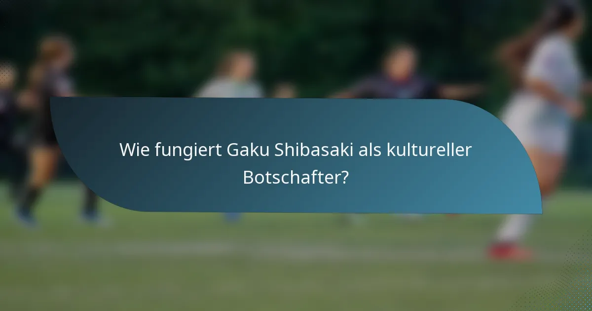 Wie fungiert Gaku Shibasaki als kultureller Botschafter?