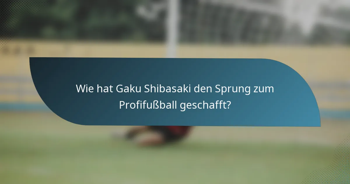 Wie hat Gaku Shibasaki den Sprung zum Profifußball geschafft?